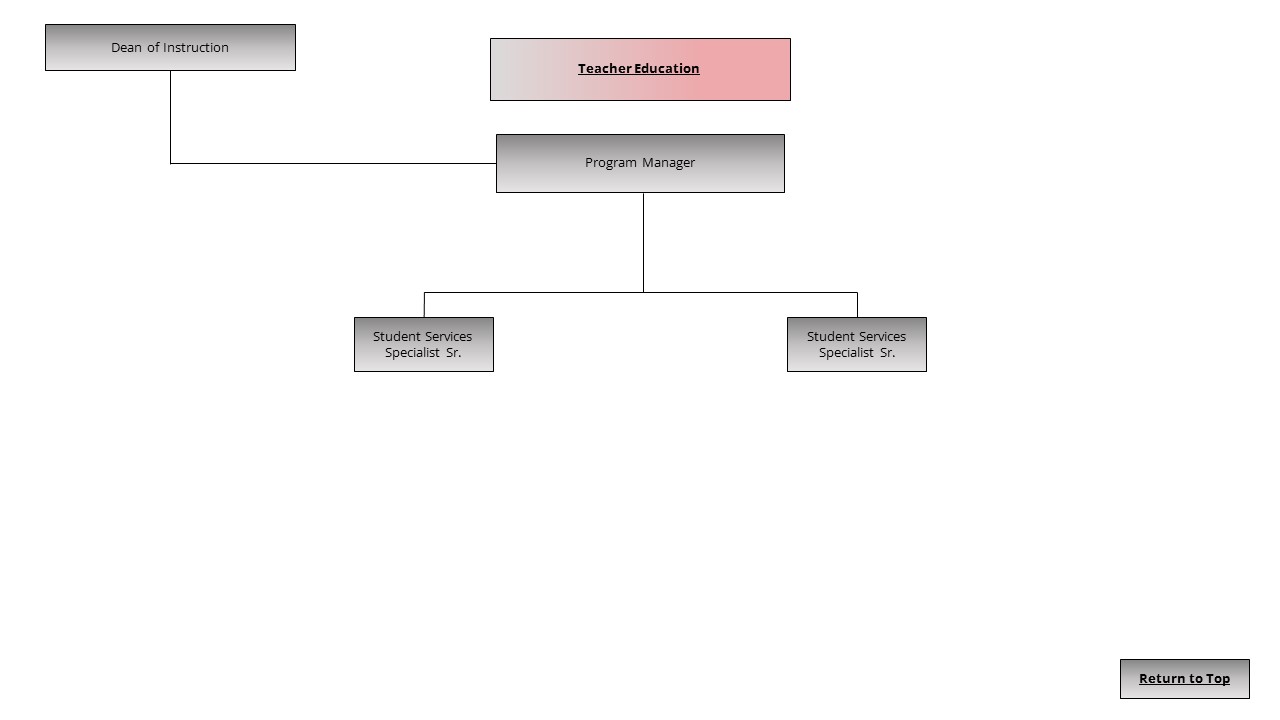 An image of the Teacher Education organization chart.