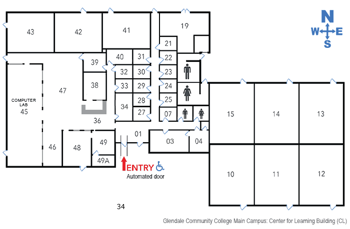 Center for Learning building floorplan at Glendale Community College.