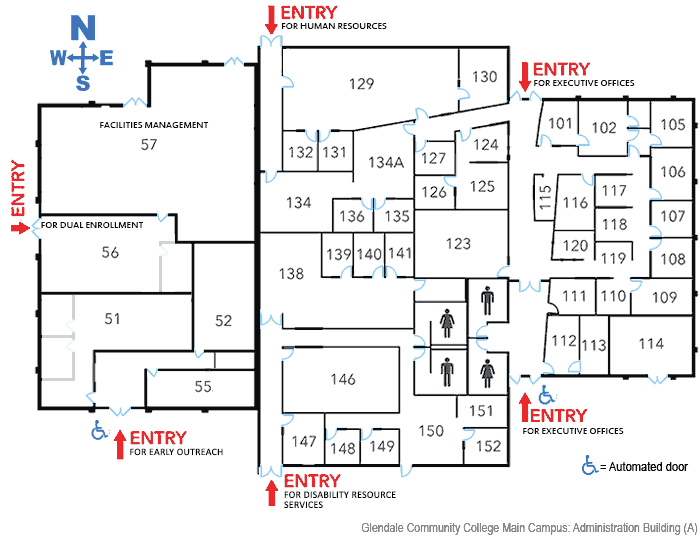 Administration Building floor plan at Glendale Community College.