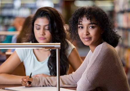 Female students studying.