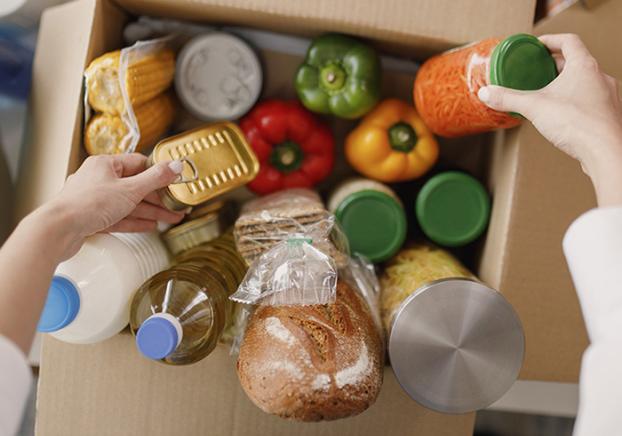 Box of food pantry items